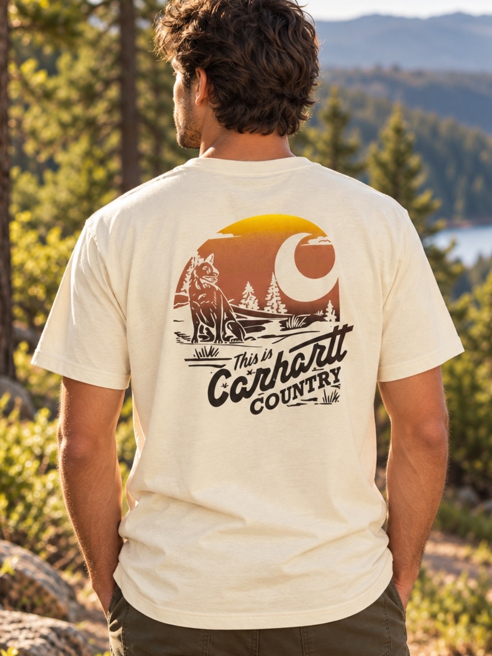 Carhartt Irvine Country T-Shirt Men Medium Relaxed Fit Beige Graphic Tee New NWT